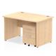Impulse 1200 x 800mm Straight Office Desk Maple Top Panel End Leg Workstation 2 Drawer Mobile Pedestal
