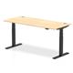 Air 1800 x 800mm Height Adjustable Office Desk Maple Top Cable Ports Black Leg