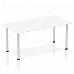 Impulse 1600mm Straight Table White Top Silver Post Leg