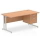 Impulse 1600 x 800mm Straight Office Desk Oak Top Silver Cantilever Leg Workstation 1 x 2 Drawer Fixed Pedestal