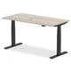 Air 1600 x 800mm Height Adjustable Office Desk Grey Oak Top Black Leg