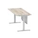 Air Modesty 1800 x 800mm Height Adjustable Office Desk Grey Oak Top Cable Ports Silver Leg With Silver Steel Modesty Panel