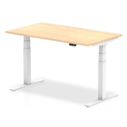 Air 1400 x 800mm Height Adjustable Office Desk Maple Top White Leg
