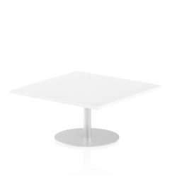 Italia 1000mm Square Coffee Table White Top 475mm High Silver Leg