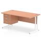 Impulse 1600 x 800mm Straight Office Desk Beech Top White Cantilever Leg Workstation 1 x 3 Drawer Fixed Pedestal
