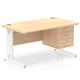 Impulse 1400 x 800mm Straight Office Desk Maple Top White Cable Managed Leg Workstation 1 x 3 Drawer Fixed Pedestal