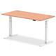 Air 1600 x 800mm Height Adjustable Office Desk Beech Top Cable Ports White Leg