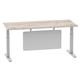 Air Modesty 1800 x 800mm Height Adjustable Office Desk Grey Oak Top Cable Ports Silver Leg With Silver Steel Modesty Panel