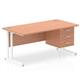 Impulse 1600 x 800mm Straight Office Desk Beech Top White Cantilever Leg Workstation 1 x 3 Drawer Fixed Pedestal