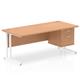 Impulse 1800 x 800mm Straight Office Desk Oak Top White Cantilever Leg Workstation 1 x 2 Drawer Fixed Pedestal