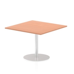 Italia 1000mm Poseur Square Table Beech Top 720mm High Silver Leg