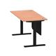 Air Modesty 1600 x 800mm Height Adjustable Office Desk Beech Top Cable Ports Black Leg With Black Steel Modesty Panel