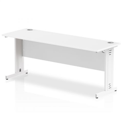 Impulse 1800 x 600mm Straight Office Desk White Top White Cable Managed Leg