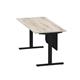 Air Modesty 1800 x 800mm Height Adjustable Office Desk Grey Oak Top Cable Ports Black Leg With Black Steel Modesty Panel