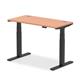 Air 1200 x 600mm Height Adjustable Office Desk Beech Top Cable Ports Black Leg