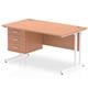 Impulse 1400 x 800mm Straight Office Desk Beech Top White Cantilever Leg Workstation 1 x 3 Drawer Fixed Pedestal