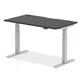 Air Black Series 1800 x 800mm Height Adjustable Desk Black Top with Cable Ports Silver Leg