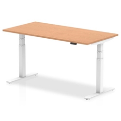 Air 1600 x 800mm Height Adjustable Office Desk Oak Top White Leg
