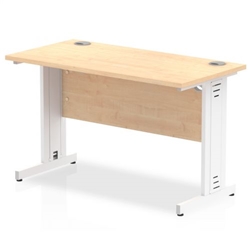 Impulse 1200 x 600mm Straight Office Desk Maple Top White Cable Managed Leg