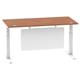 Air Modesty 1600 x 800mm Height Adjustable Office Desk Walnut Top Cable Ports White Leg With White Steel Modesty Panel