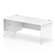 Impulse 1800 x 800mm Straight Office Desk White Top Panel End Leg Workstation 1 x 2 Drawer Fixed Pedestal