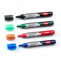 Nobo 1902408 Liquid Ink Drywipe Markers pack of 4