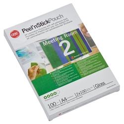 GBC Peel'nStick Laminating Pouch A4 200 Micron (Pack of 100) 41666E