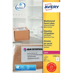Avery Laser Weatherproof Parcel Label 99x139mm 4 Per A4 Sheet White (Pack 100 Labels) L7994-25