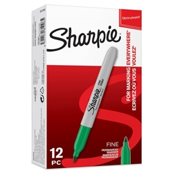 Sharpie Green Permanent Marker Fine Tip 1.0Mm Line Pk12
