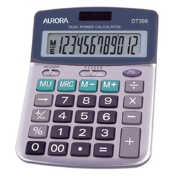 Aurora Silver/Grey 12-Digit Semi-Desk Calculator DT398