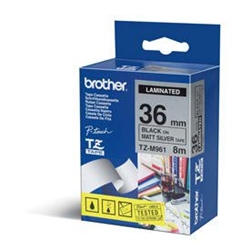 BrotherP-touch TZe-M961(36mm x 8m) Black On Matt Silver Laminated Labelling Tape