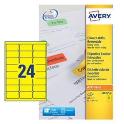 Avery L6035 Coloured Labels Laser 24 per Sheet