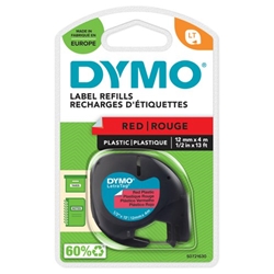 Dymo LetraTag Tape Plastic 12mmx4m Cosmic Red Ref 91203 S0721630