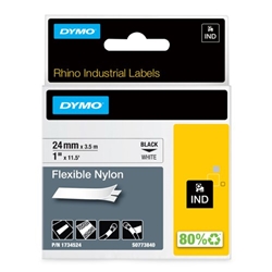 Dymo Rhino Tape Permanent Nylon 24mm Black on White Ref 1734524