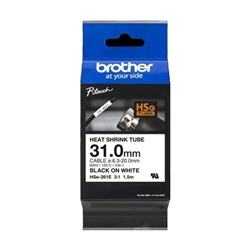 Brother Hse Heat Shrink Tube Tape Cassette 31.0mm x 1.5m Black on White HSE261E