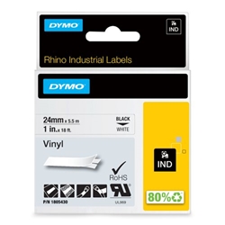 Dymo Rhino Tape Permanent Vinyl 24mm Black on White Ref 1805430