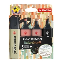 STABILO BOSS ORIGINAL NatureCOLORS Highlighter Text Marker Assorted Colours Mud green Umber Sienna & Black  (Pack 4) - 70/4-2-3