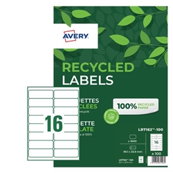 Avery Laser Address Labels Recycled 99.1 x 33.9mm 16 Per - LR7162-100
