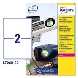 Avery Laser Label Heavy Duty 2 Per Sheet White (Pack of 40) L7068-20