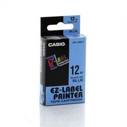 Casio XR-12BU Black on Blue 12mm Tape