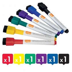 Nobo Dry Erase Markers Assorted (Pack 6)