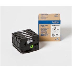 Brother P-touch HG-131V5 (12mm x 8m) Black On Clear High Grade Labelling Tape (Pack of 5)
