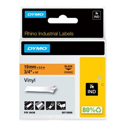 Dymo RhinoPRO Industrial Tape 1500OR Coloured Vinyl 19mm Orange Ref 18436
