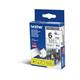 Brother P-Touch TZe Lam Tape Cassette 6mm x 8m Black on White Tape TZES211