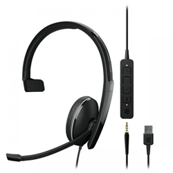Sennheiser Epos Adapt 135 UC Monaural USB Headset with 3.5mm Jack Black 1000914