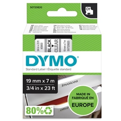 Dymo 45800 D1 LabelMaker Tape 19mm x 7m Black on Clear S0720820