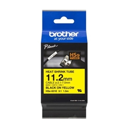 Brother Hse Heat Shrink Tube Tape Cassette 11.2mm x 1.5m Black on Yellow HSE631E