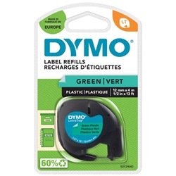 Dymo Dark Green LetraTag Plastic Tape 12mmx4m S0721640