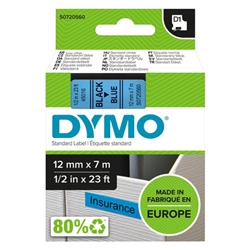 Dymo 45016 D1 LabelMaker Tape 12mm x 7m Black on Blue S0720560