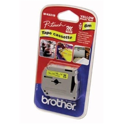 Brother P-Touch Labelling Tape 12mmx8m Black on Yellow Blister MK631BZ